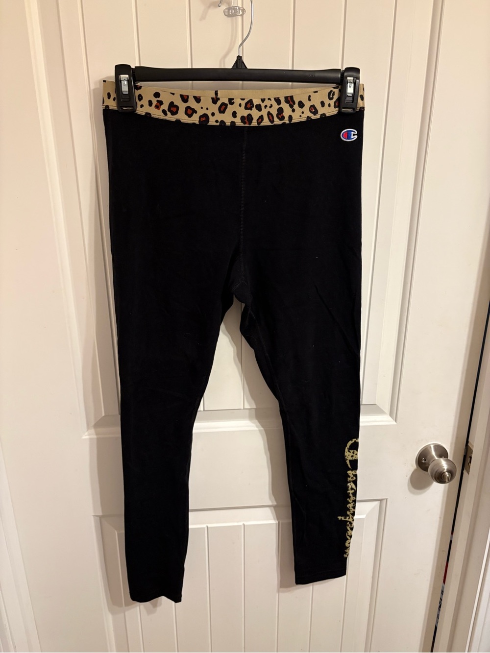 Champion Black Leggings with Leopard Print Waistband